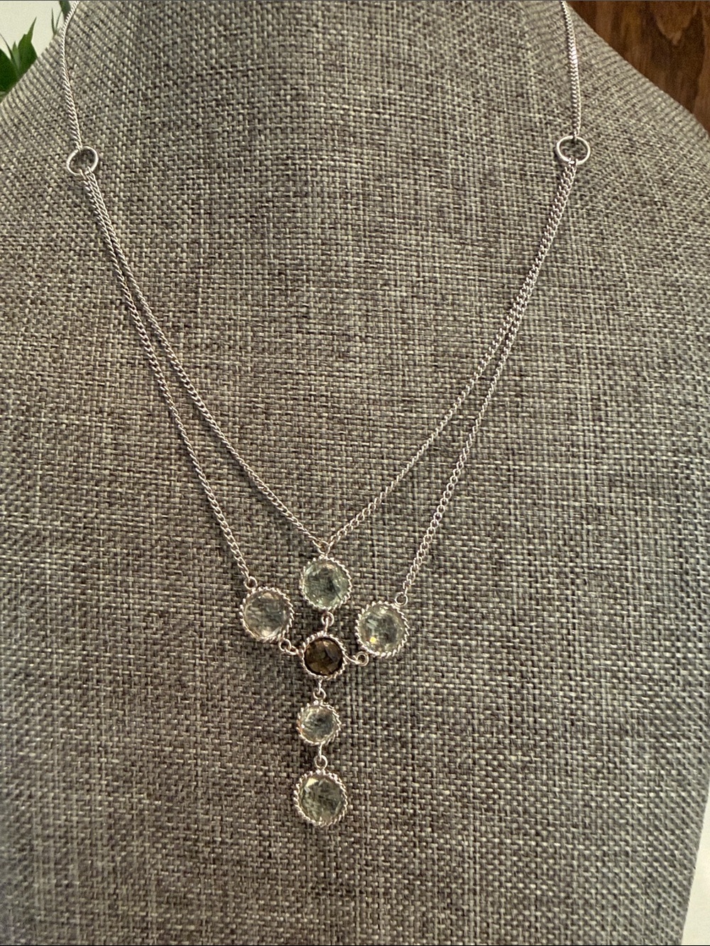 Sterling Silver Multi-Stone Layered Cross Pendant Necklace